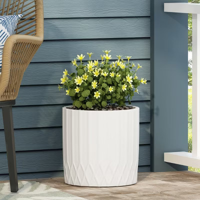 Christopher Knight Home Evans Outdoor 12.5" Lightweight Concrete Planter, Antique White | Target