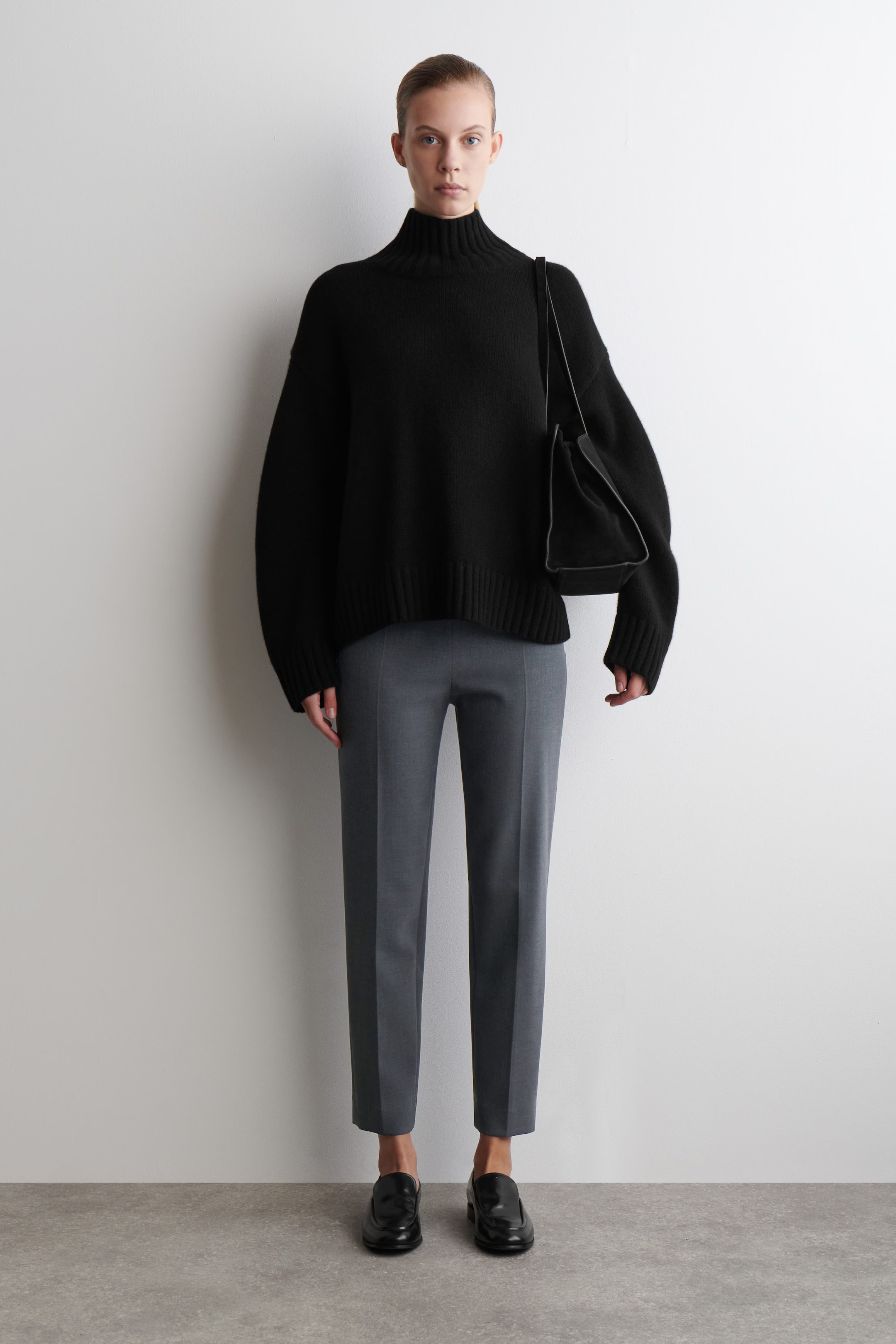CROPPED SLIM-LEG PANTS - GRAY MÉLANGE | COS US | COS (US)