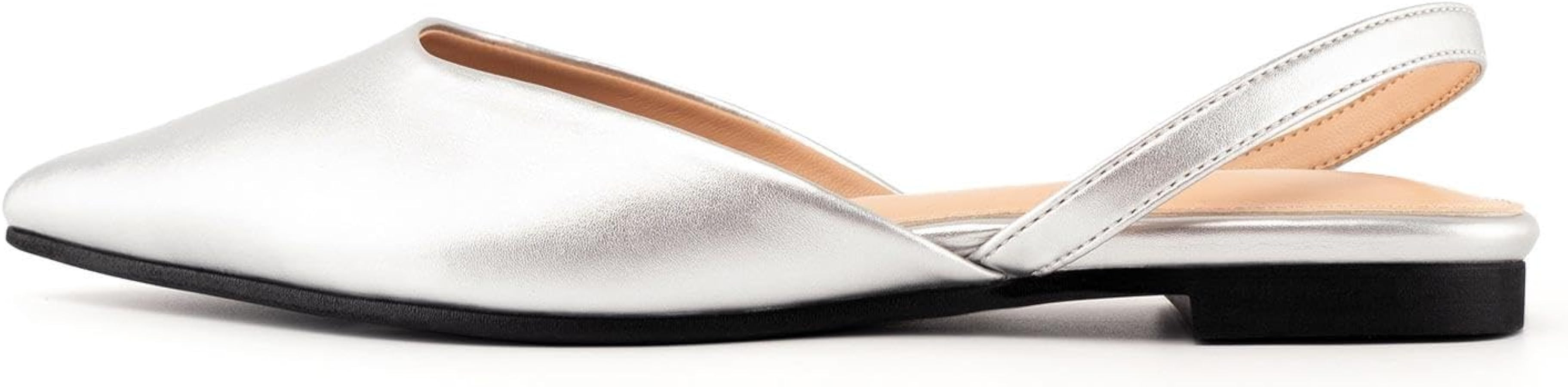 DREAMCIA Slingback Flats for Women, Pointed-Toe Ballet Flats with Buckle Strap for Elegant Women，Classic Low Heel Dress Shoes for Casual Work Office Party | Amazon (US)