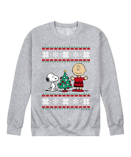 Athletic Heather Peanuts Snoopy & Charlie Brown Crewneck Sweatshirt - Men | Zulily