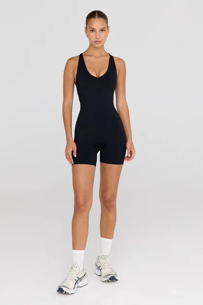 SKINLUXE BUILT-IN SUPPORT STRAPPY BACK UNITARD - SHADOW BLACK | TALA (UK)