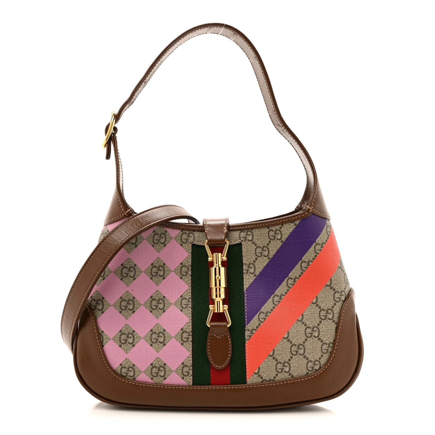 GG Supreme Monogram Azalea Calfskin Print Web Small Jackie 1961 Hobo Multicolor | FASHIONPHILE (US)