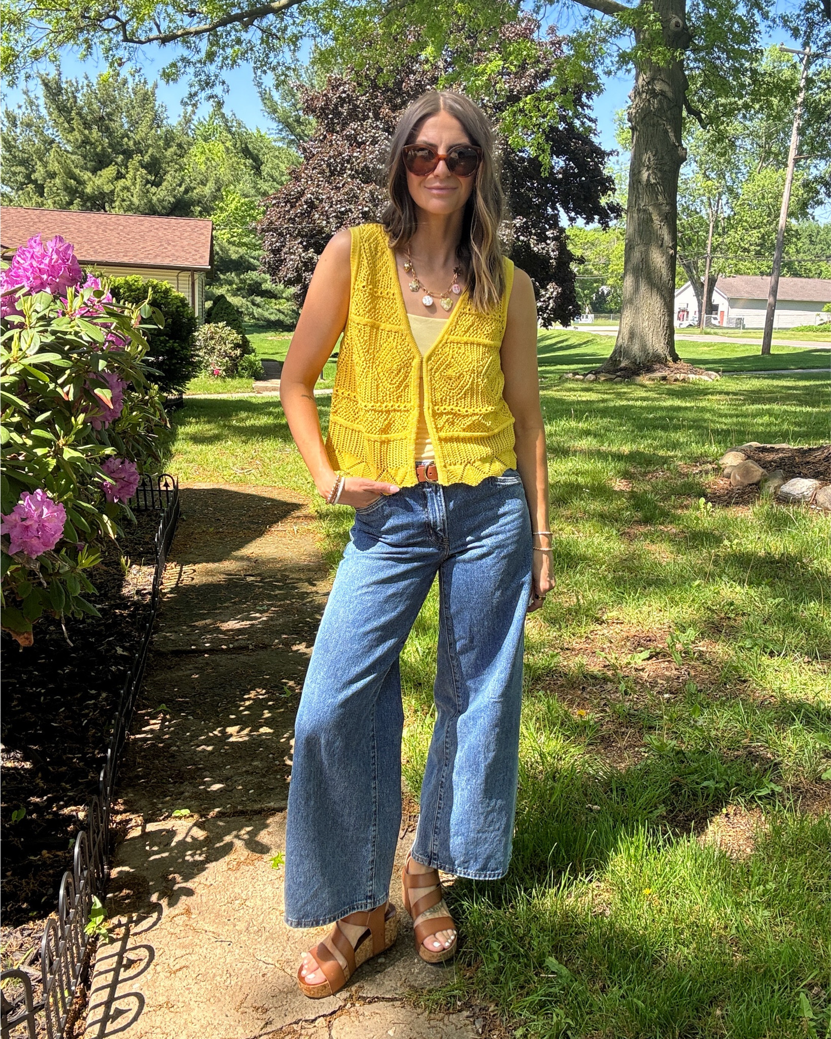 Giving sunshine vibes 💕

Medium in the vest 
TTS in denim

Comfiest sandals hands down


Summer / Spting / Target / outfits. / style Inspo 

#LTKStyleTip #LTKFindsUnder50