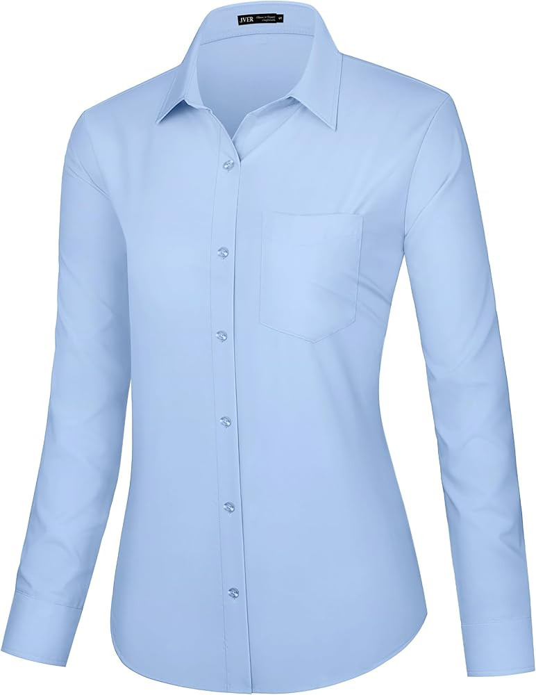 J.VER Dress Shirts for Women Button Down Wrinkle Free Shirt Business Casual Long Sleeve Work Blou... | Amazon (US)