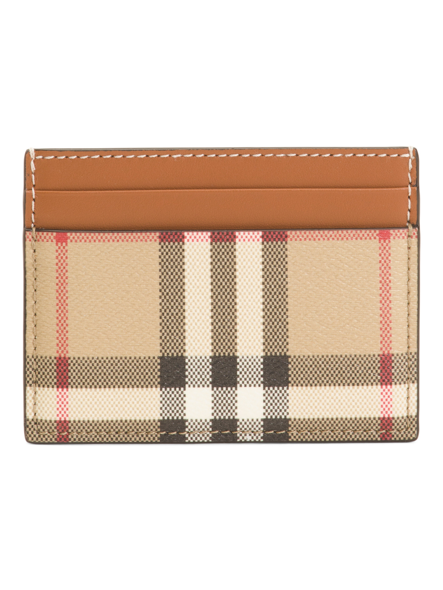 Made In Italy Canvas And Leather Checkered Card Case | TJ Maxx