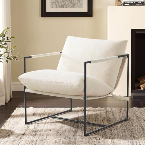 Furnilivng Large Sling Accent Chair, Comfortable Boucle Fabric Arm Chair, Upholstered Cozy Readin... | Amazon (US)