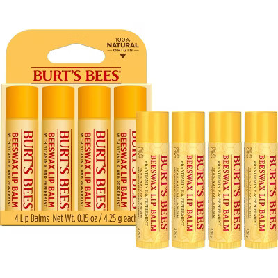 Burt's Bees Lip Balm - Beeswax - 4ct/0.6oz | Target