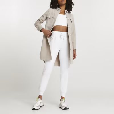 Cream longline structured shacket | River Island (UK & IE)