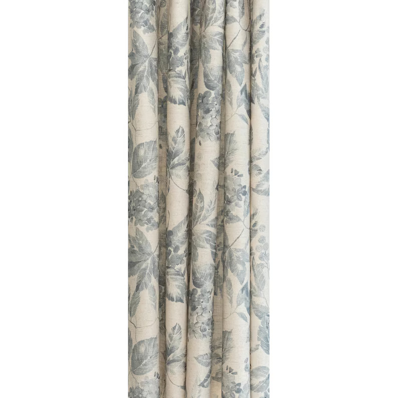 Beautiful Floral Blue and Light Beige Hydrangea and Leaves Curtain Panel 48x84 48x96 48x108 54x84... | Etsy (US)