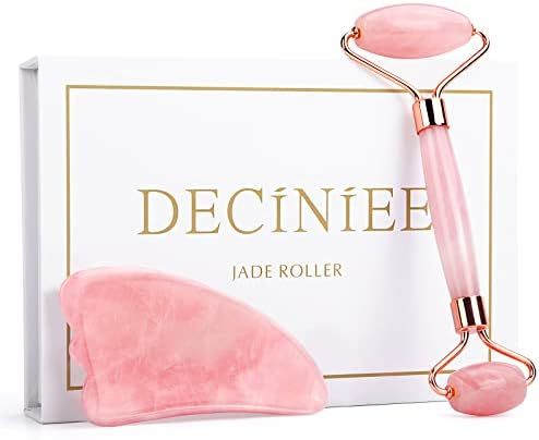 Amazon.com: Deciniee Jade Roller and Gua Sha Set - Anti Aging Rose Quartz Face Roller Massager & ... | Amazon (US)
