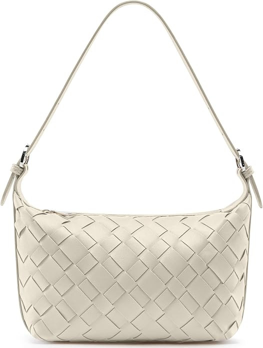 Woven Faux Leather Hobo Bag for Women Cute Shoulder Handbag Soft Daily Purse for Work Travel with... | Amazon (US)