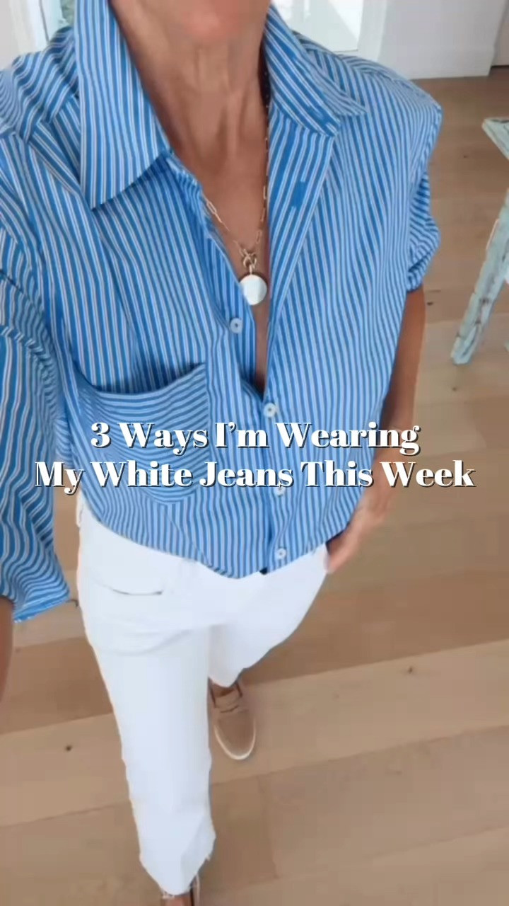 White jeans just make everything feel a little more put together 🤍
These are 3 easy ways I’ve been styling mine this week
Which look is your favorite, 1, 2, or 3? 

 #LTKgrwm #LTKootd