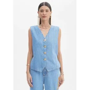 Colete Jeans Com Botões Azul PP | OffPremium (BR)