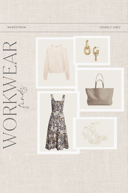 Nordstrom summer workwear finds. This floral midi dress and neutral cardigan are perfect for the office. Loverly Grey, workwear 

#LTKSeasonal #LTKWorkwear #LTKStyleTip