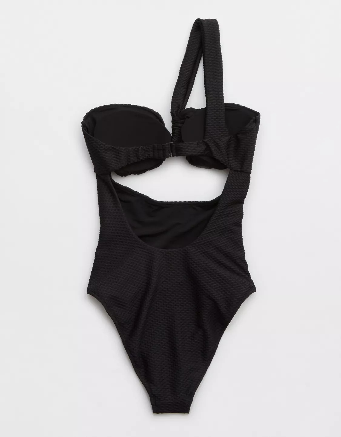 Aerie Jacquard One Shoulder Bandeau One Piece Swimsuit | Aerie