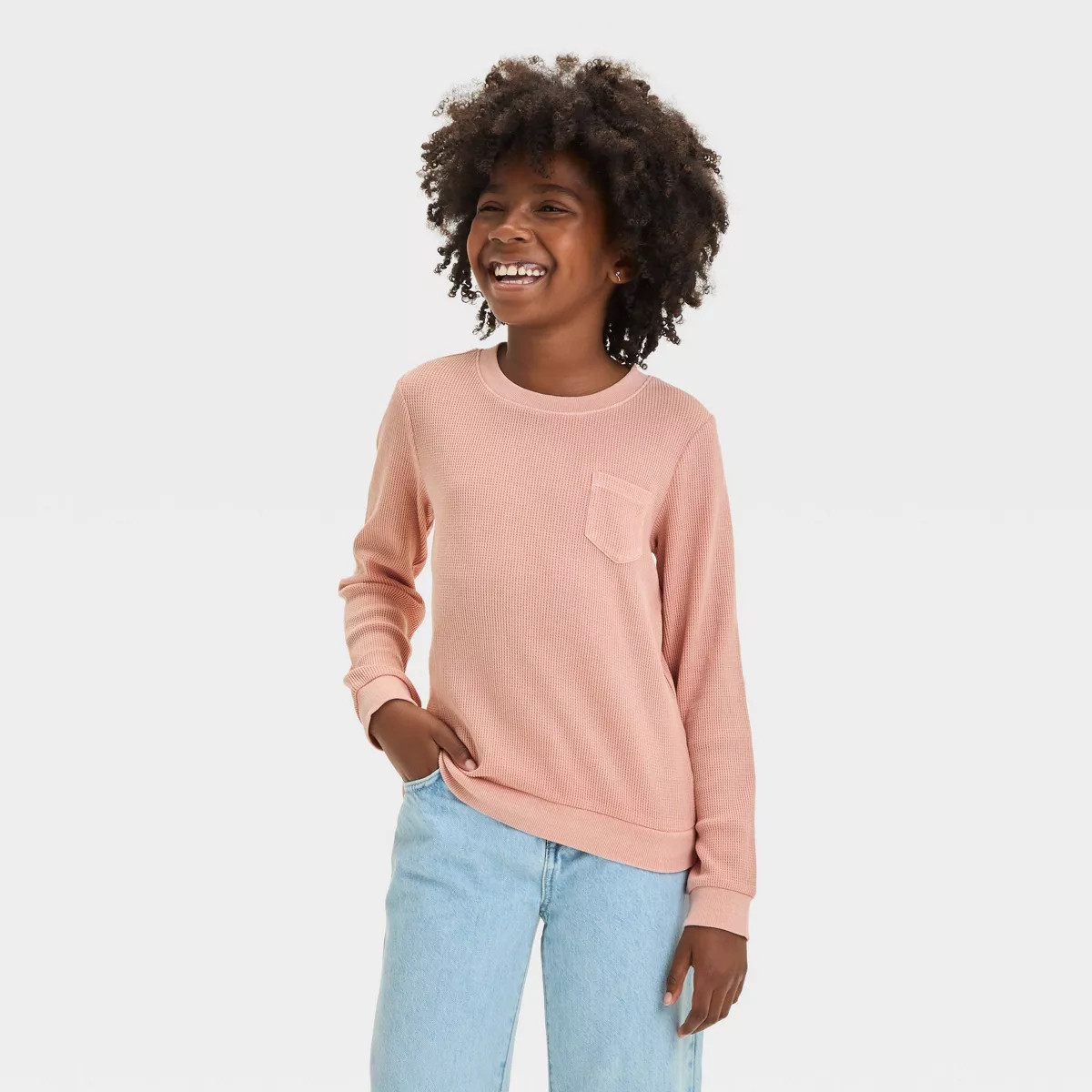 Girls' Long Sleeve Waffle T-Shirt - Cat & Jack™ | Target