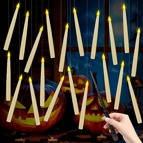 20Pack Halloween Decorations -Flameless Taper Floating Candles with Magic Wand Remote Flickering ... | Amazon (US)