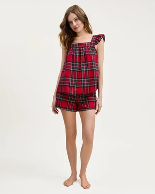 Women's Brushed Twill Clara Short Set in Imperial Tartan XS | Petite Plume