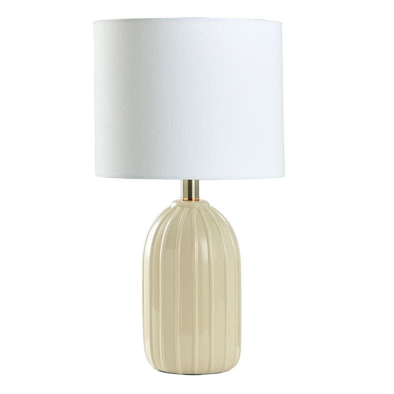 Tan Ribbed Accent Lamp with Shade, 18" | At Home