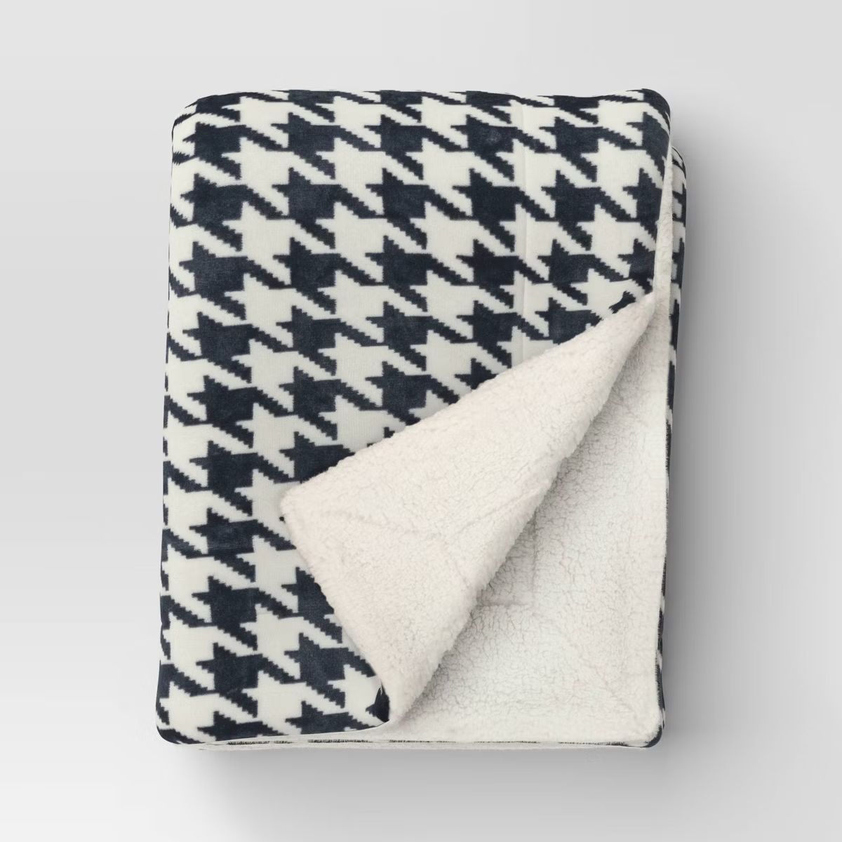 Printed Plush Houndstooth Throw with Faux Shearling Reverse - Threshold™ | Target