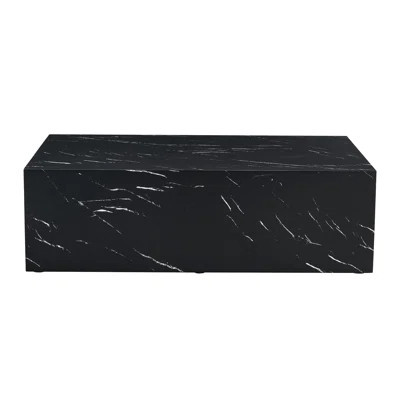 39 Inch Modern Black Marble Texture Coffee Table - Luxury Rectangular MDF Accent Table For Living Room | Gift Idea | Wayfair North America
