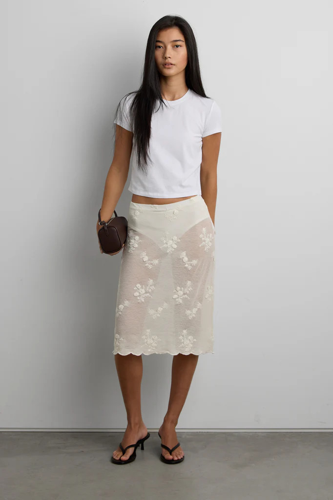 FLORAL EMBROIDERED LACE SKIRT | OAK + FORT