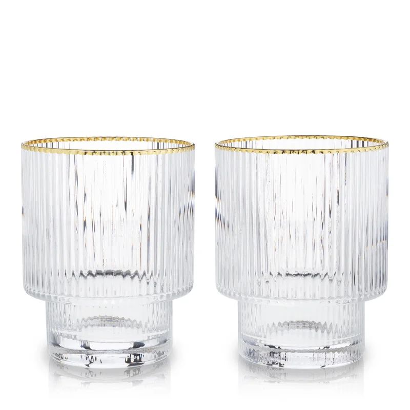 Gold Rimmed Lead-Free Crystal Cocktail Glass, 12 Oz (Set of 2) | Wayfair North America