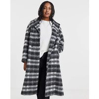 Black Check Maxi Faux Wool Coat | Simply Be (UK)