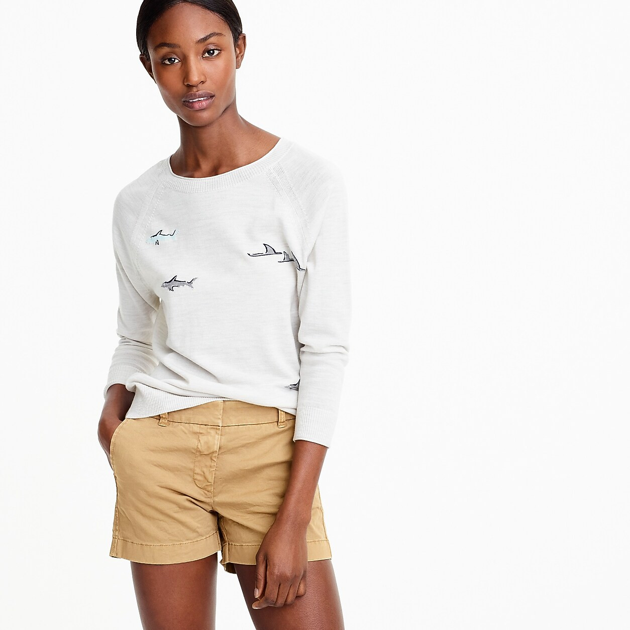 Merino wool crewneck sweater in shark | J. Crew US