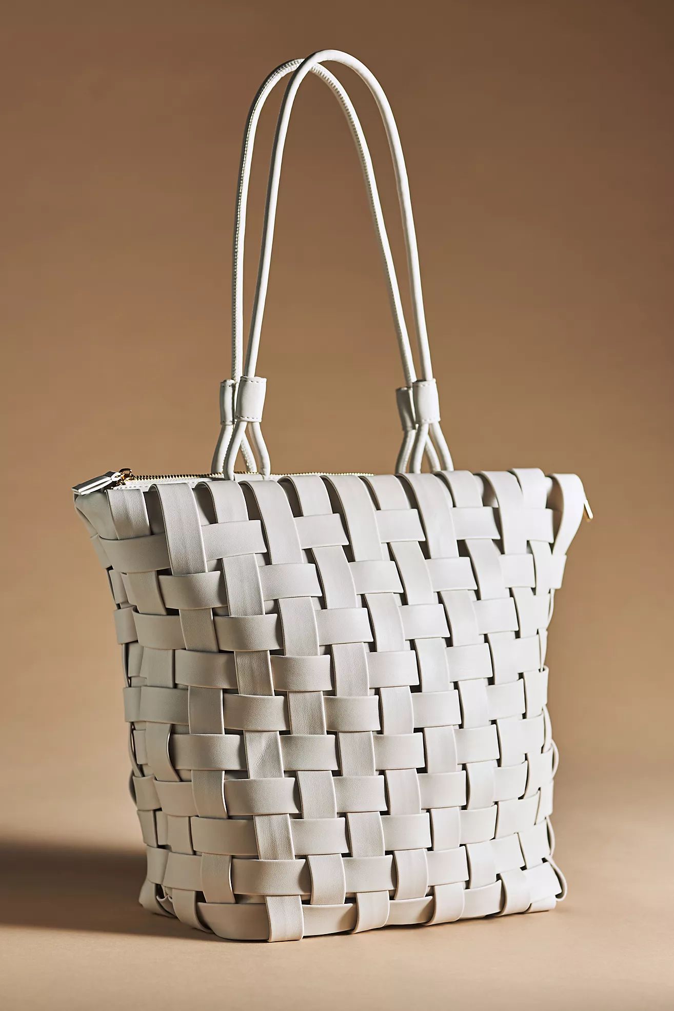 Woven Faux Leather Tote | Anthropologie (US)
