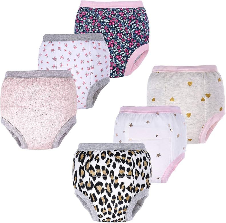 BIG ELEPHANT Baby Girls' Toddler Potty 6 Pack Padded Pure Cotton Pee Training Pants Underwear | Amazon (US)