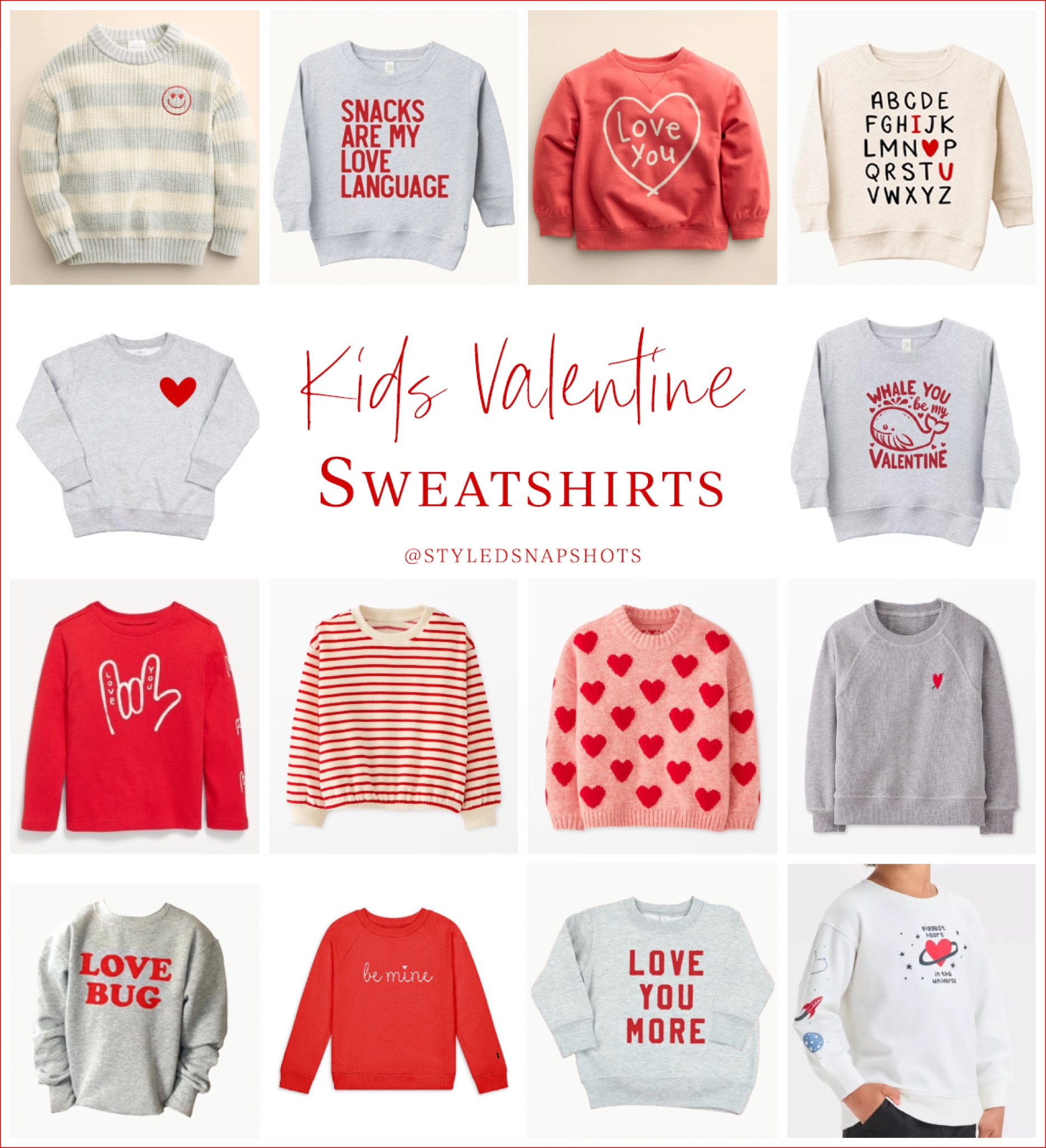Kids Valentine’s Day sweatshirts at different prices, but all under $50 

#LTKKids #LTKFindsUnder50