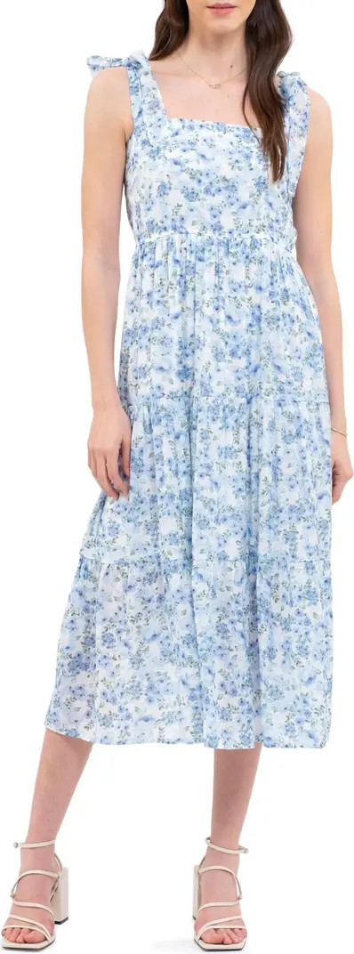 Ribbon Tie Strap Midi Dress | Nordstrom Rack