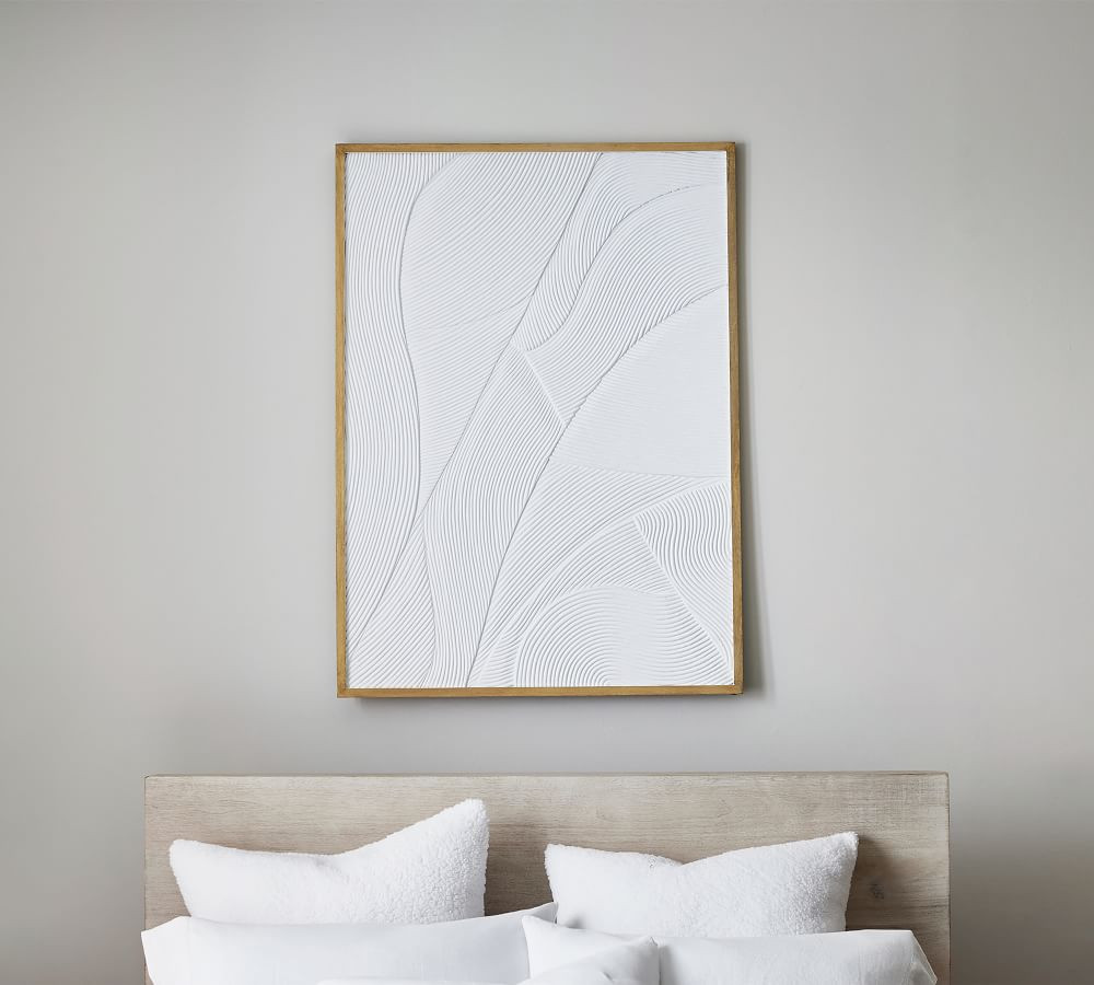 White Waves Plaster Textured Wall Art | Pottery Barn (US)