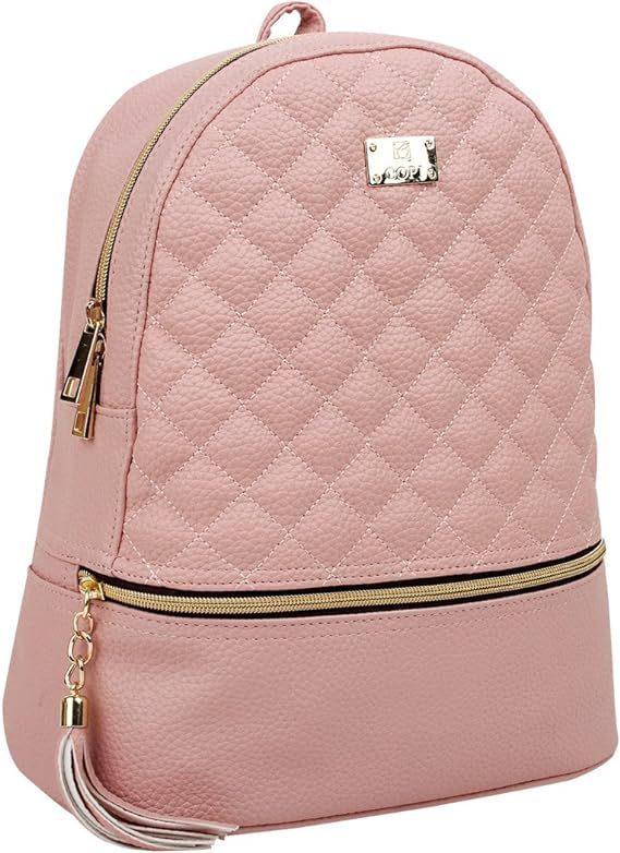 Copi Women's Simple Design Fashion Quilted Casual Backpacks Pink | Amazon (US)