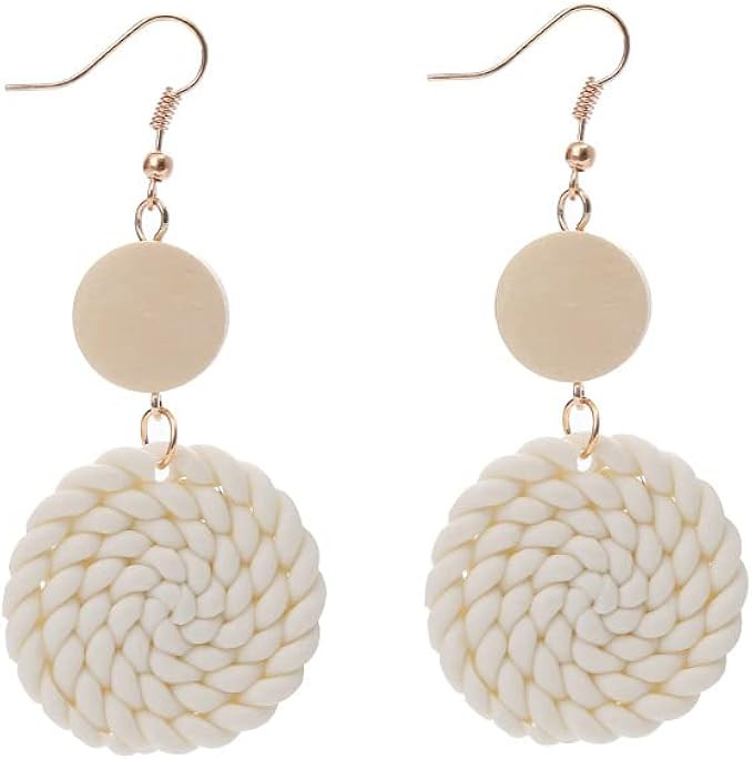 Handmade Polymer Clay Rattan Flower Earring For Women Girls Cute Geometric Boho Drop Dangle Earri... | Amazon (US)