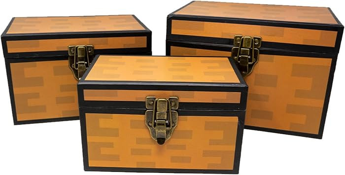 Blue Orchards Pixel Treasure Chest Paperboard Boxes (Set of 3) - Gaming & Gamer Birthday Decorati... | Amazon (US)