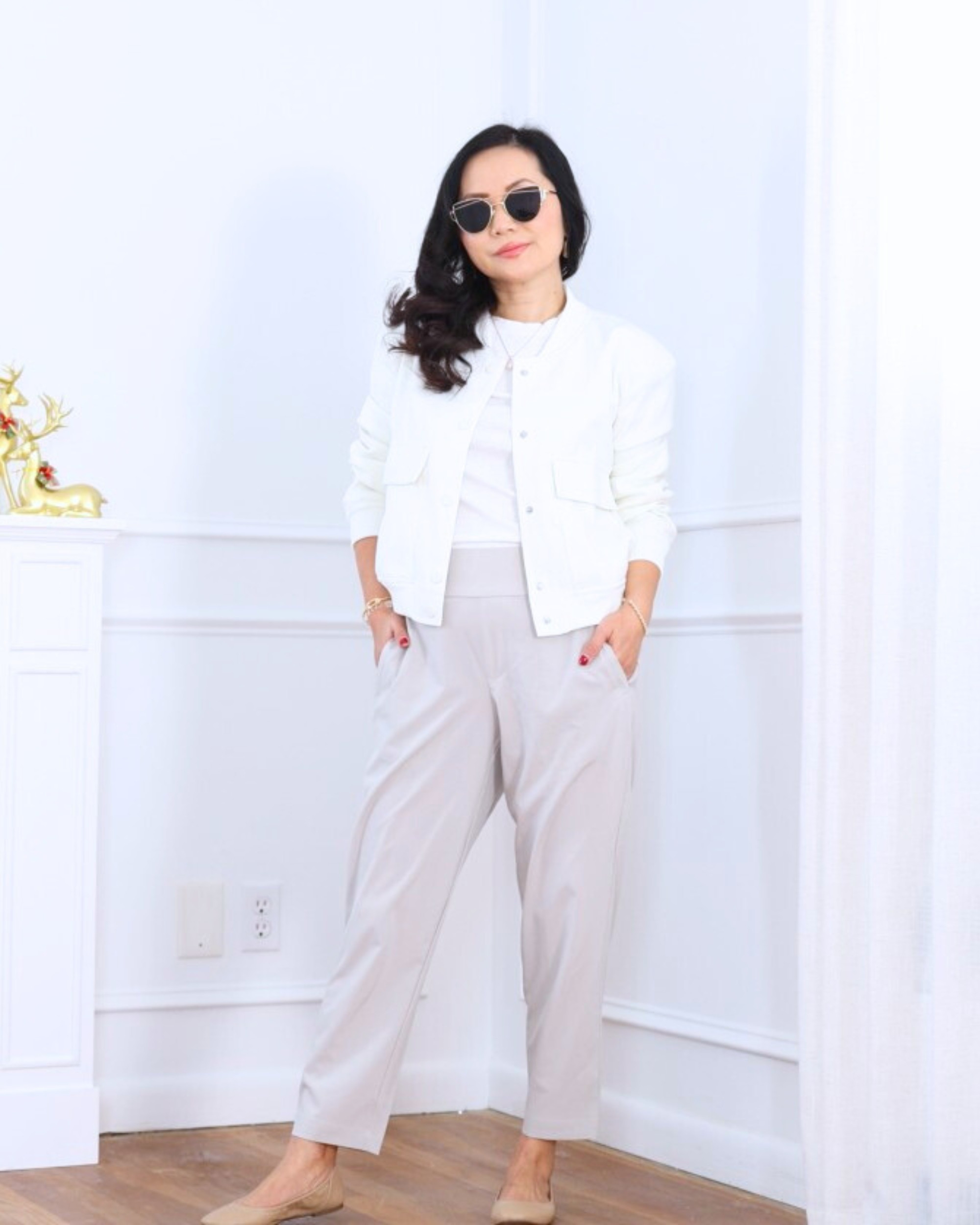 Bomber jacket and ballet flats from Amazon styled with a white tee and straight pants from LOFT — relaxed, minimal, and effortlessly put together for everyday wear. I’m 5’2, wearing size XS.

#LTKootd #LTKOver40 #LTKPetite