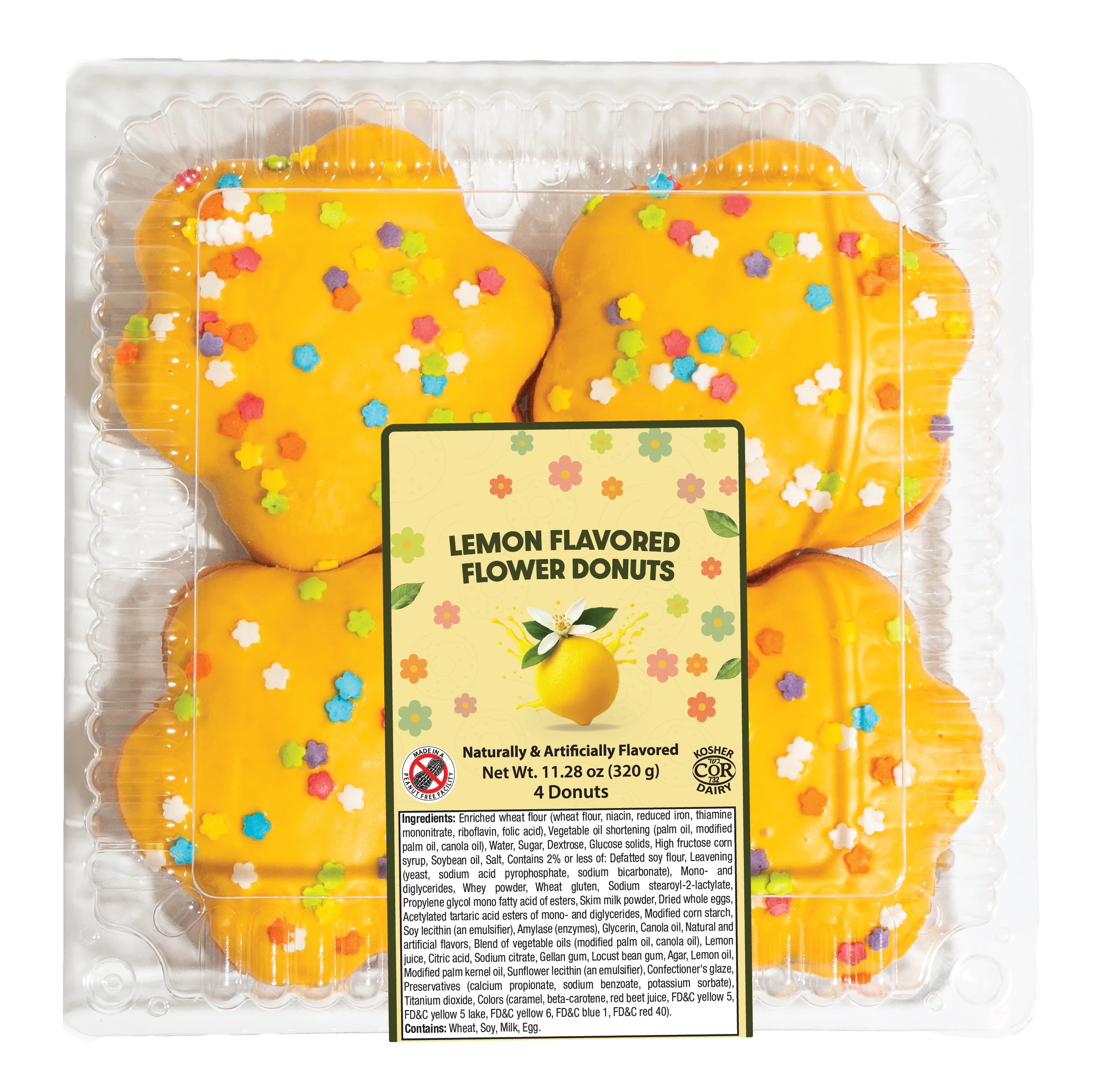 Lemon Flower Shaped Donut, 11.28 oz, 4ct | Walmart (US)