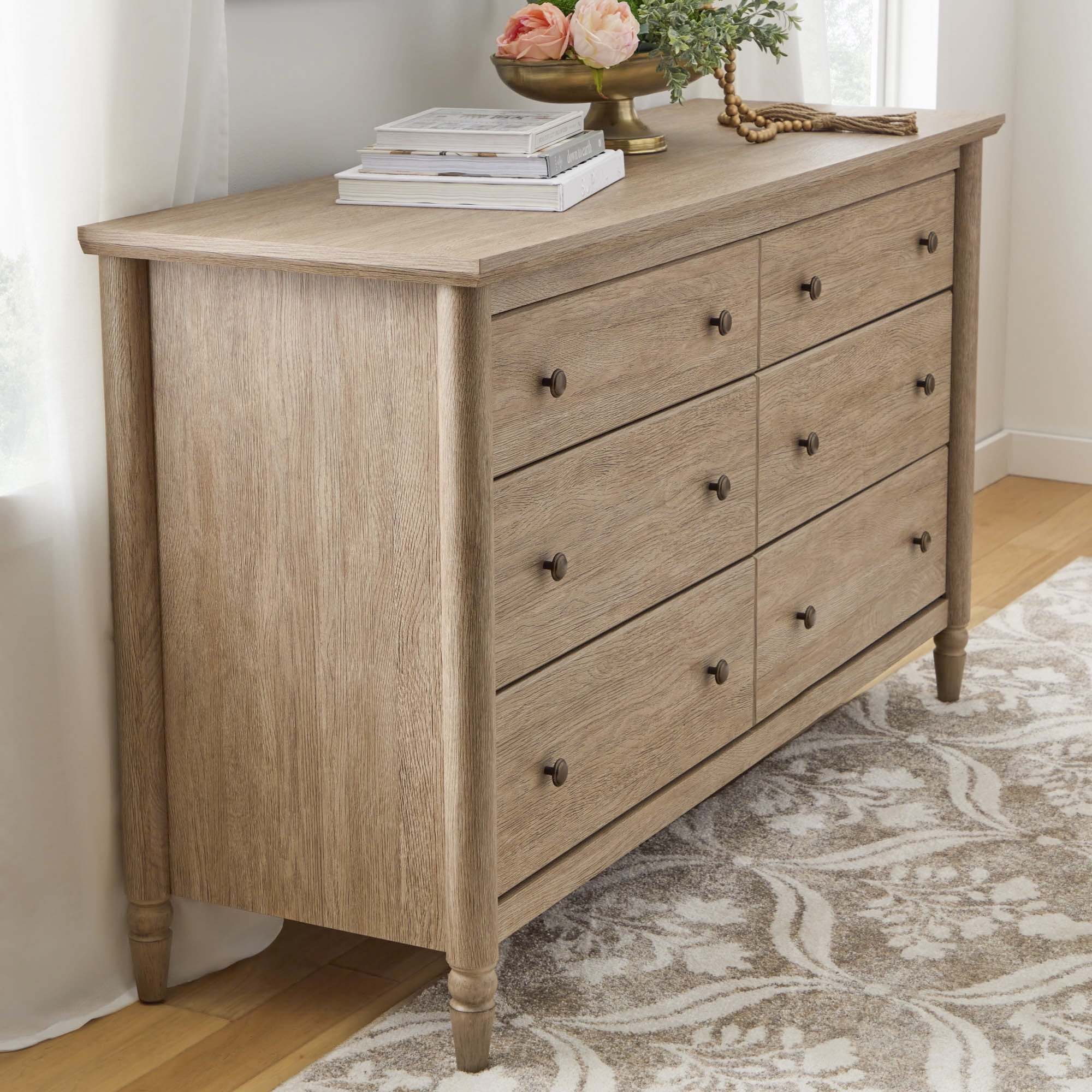 My Texas House Monroe 6-Drawer Dresser, Brushed Oak Finish | Walmart (US)