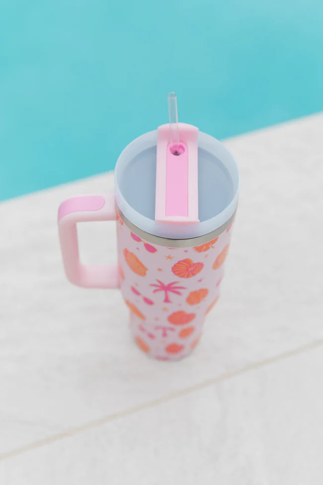 Sippin' Pretty Beachin' It 40 oz Drink Tumbler With Lid And Straw | Pink Lily