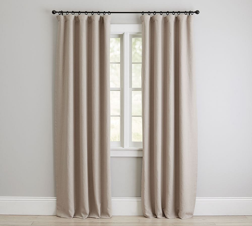 Custom Belgian Flax Linen Curtain - Dark Flax | Pottery Barn (US)