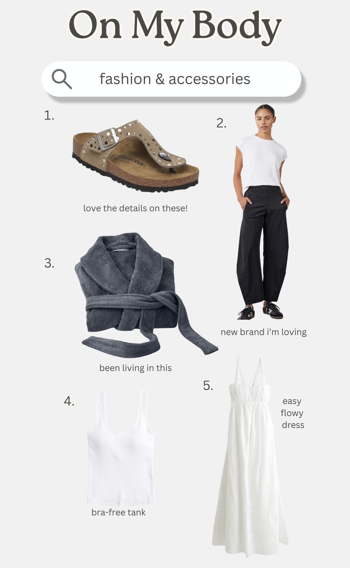[7/20/26] what i'm using on my body 🤍 my go-to fashion & accessories right now.

#LTKdayinmylife #LTKootd #LTKSeasonal