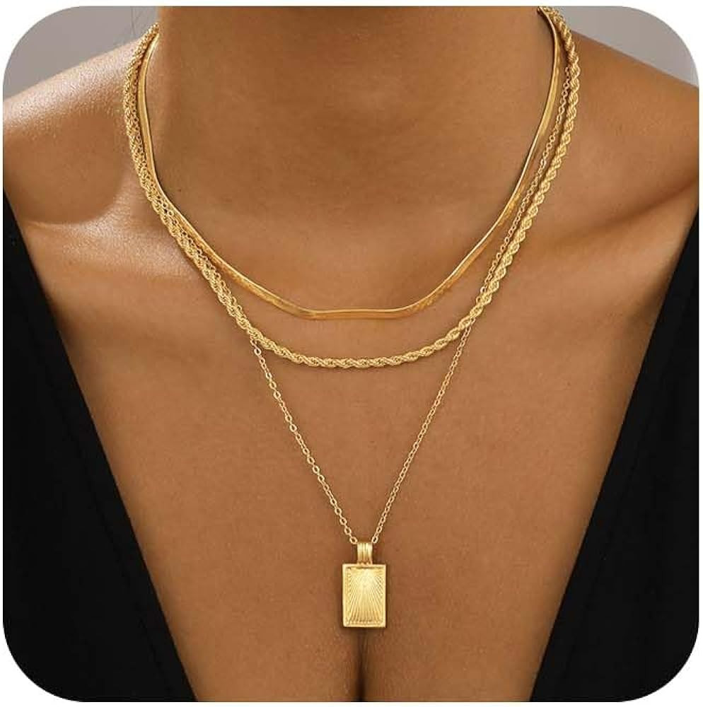 BBV Layered Gold Necklaces for Women Stackable Dainty 14K Gold Plated Silver Chain Necklace Layer... | Amazon (US)