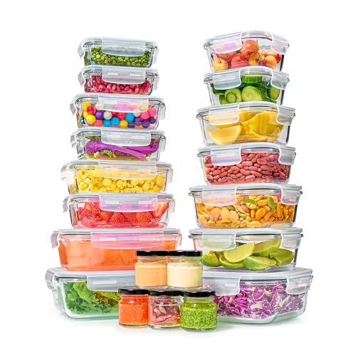 40pc Set Glass Food Storage Containers & Bowls with Airtight Lids - Leakproof BPA-Free Meal Prep ... | Amazon (US)