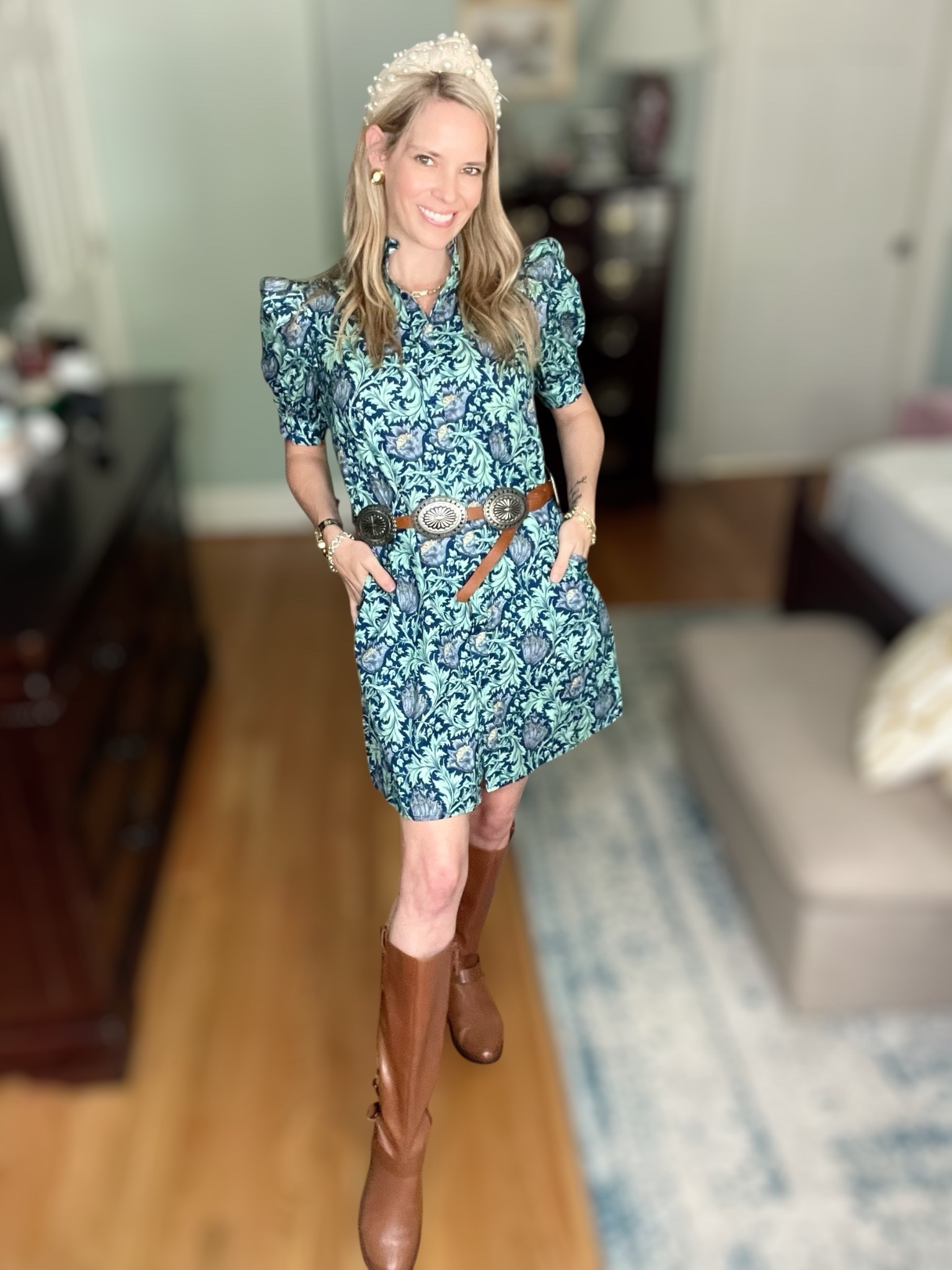 🌿 Tuckernuck look for less alert! This gorgeous printed dress is giving major heritage chic vibes—and it’s under $40 on Amazon! 💚 Made from 100% cotton, it’s lightweight, breathable, and easy to dress up or down for fall. I added an Amazon western concho belt for a fun twist and paired it with Amazon tall brown boots for that classic preppy meets western moment 🤠👢

✨ Styling tip: puff sleeves + pearl headband = instant elevated 📸
🛍️ Dress, belt & boots are all Amazon finds
📌 Tuckernuck dupe outfit
📌 Fall Amazon fashion
📌 Affordable cotton dress
📌 Western preppy style
📌 Wearing size S

🎀 Use code PREPPYREBEL for 10% off my favorite Melinda Maria jewelry stack! 💎


#LTKFindsUnder50 #LTKShoeCrush #LTKFindsUnder100