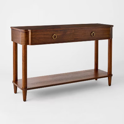 Nephi Console Table with Two Drawer Walnut Brown Wood Veneer - Threshold™ designed with Studio ... | Target