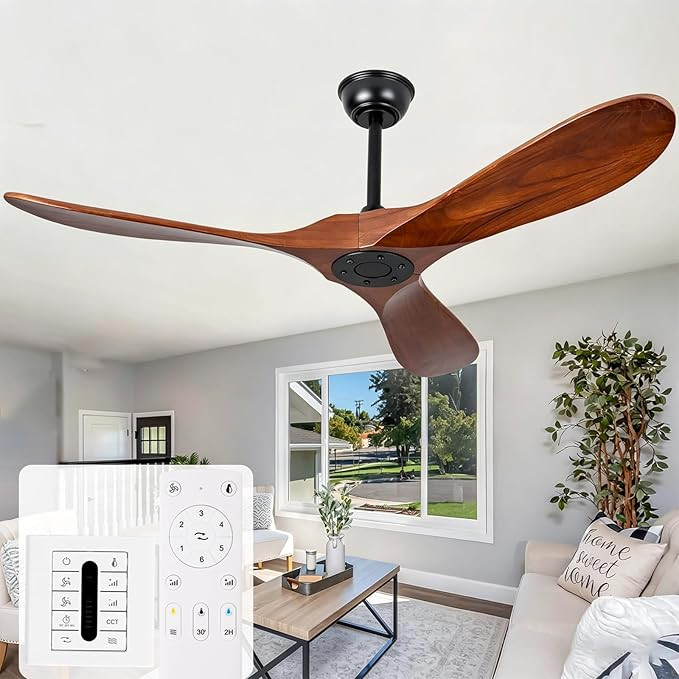 52 Inch Wood Ceiling Fan no Light, Outdoor Ceiling Fans Without Lights with Remote Control, 3 Bla... | Amazon (US)