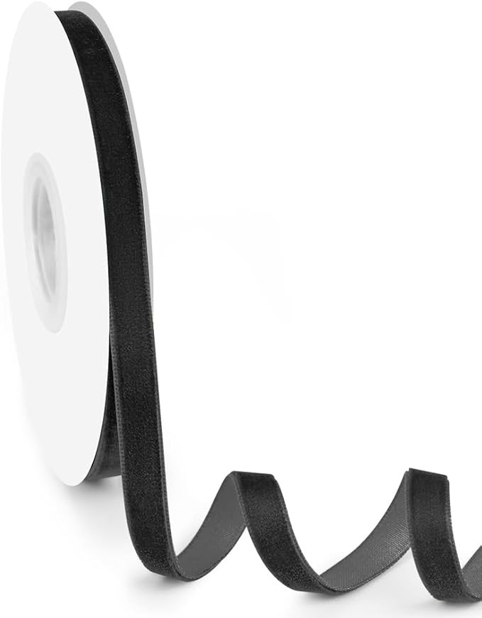 3/8" Velvet Ribbon, 10 Yards - Thin Black Velvet Ribbon on Spool for Crafts, Gift Wrapping, DIY, ... | Amazon (US)