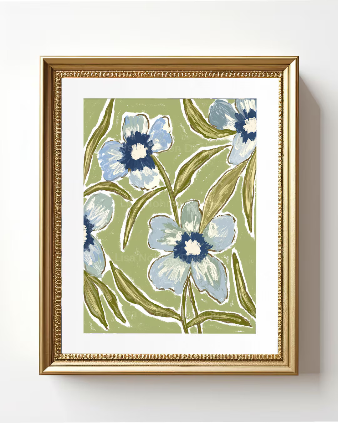 Neutral Wildflower Abstract: Modern Green & Blue Floral Print - Digital Download Wall Art | Etsy (US)